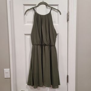 ✨️ Lush Sage Green Halter A-Line Mini Dress sz M